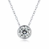 Women 1ct Diamond Moissanite Solitaire Necklace 925 Sterling Silver OEM