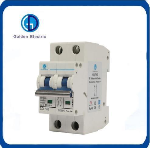 Electric Type MCB 1p/2p/3p/4p 6A 10A 25A 63A with Rated Insulation Voltage Ui VDC 1000V