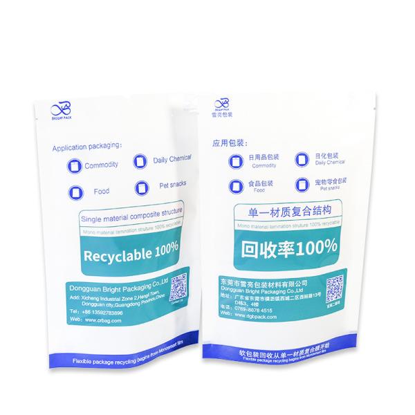 Biodegradable Recyclable Plastic Bags For Packaging Durable Recyclable Stand Up Plastic Bags