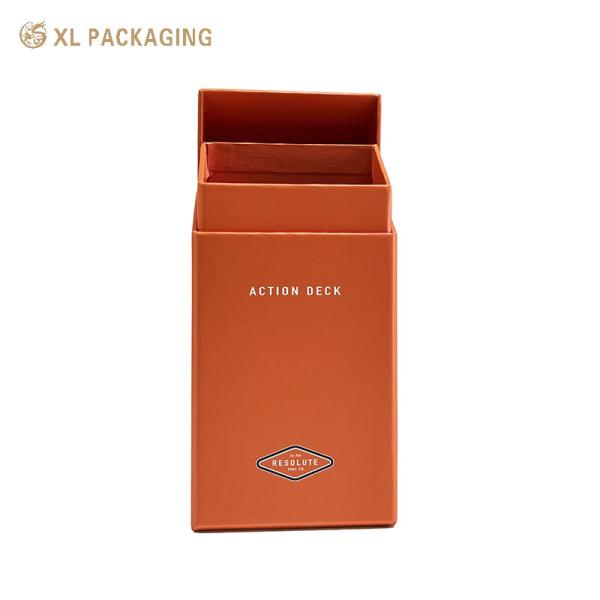 Custom Slant Edge Rigid Gift Box 2mm Grey Board 157gsm Art Paper Orange Paper Packaging Box