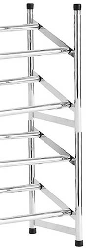 Chrome Tube Shoe Display Stand / Two Tier Stacked White Metal Shoe Rack