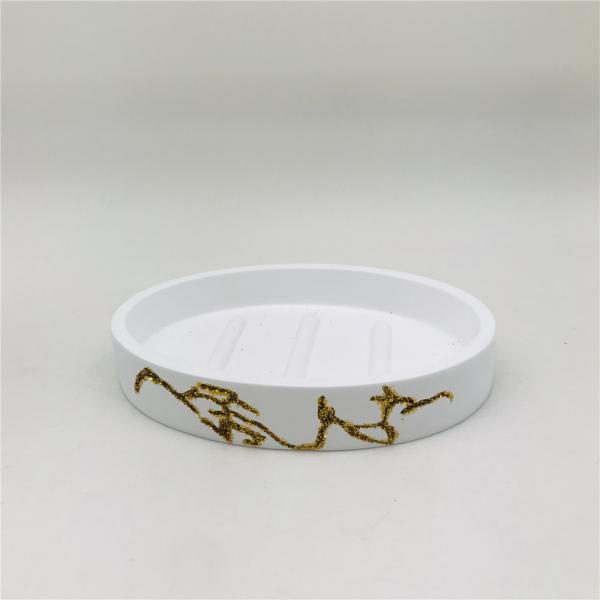 Golden Foil Hand Painted Polyresin Bathroom Accessories Set In white Sand