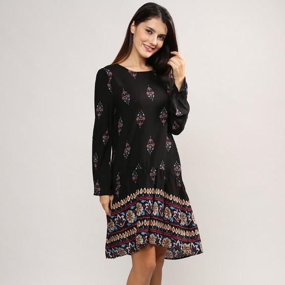 Newest Design Women Folklore Pattern Shirt Dress