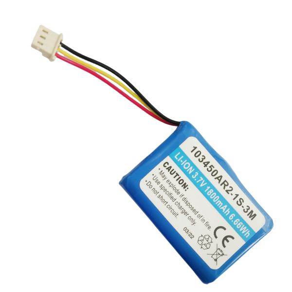 3.7V 1800mAh Batterie au lithium-ion 103450AR-1S-3M à usage industriel