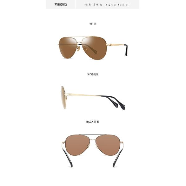 Male Metal Frame Polarized Sunglasses Black Gold Classical Aviator Eyeglass