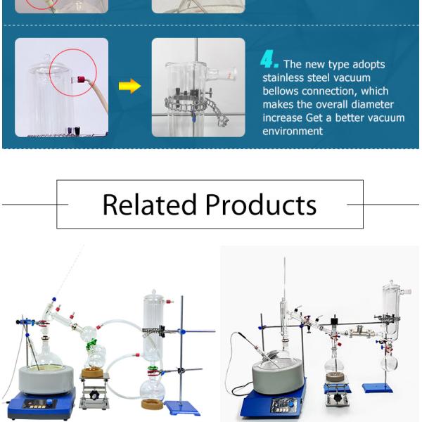 система вакуумной перегонки лаборатории оборудования выгонки короткого пути 5L стеклянная