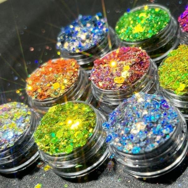 OEM/ODM Yes Chameleon Cat Eye Glitter Sequins Makeup Finger Nail Beauty DIY Quicksand Mahjong Drops Glue Nail Nail Patch Glitter