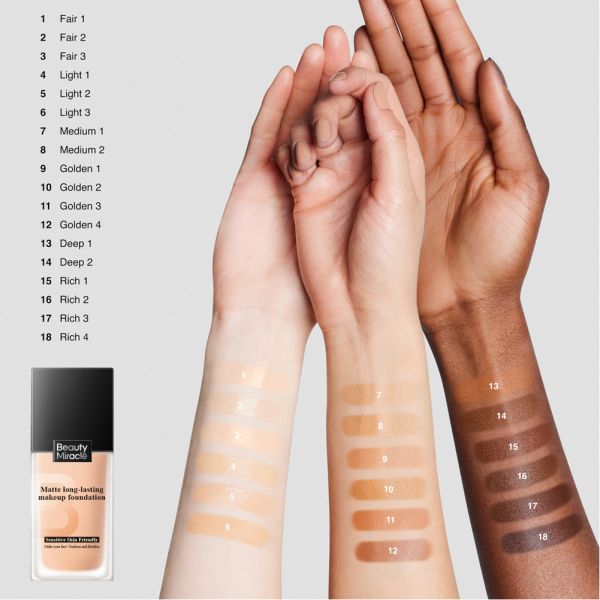 Customizable 24H Matte Long-Lasting Makeup Foundation Liquid 50 Colors Oil Control Sweat Proof Concealer Friendly Mask