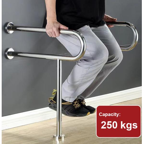 Rust Proof U Shaped Floor Mounted Grab Bars With Polished Chrome Brushed Nickel