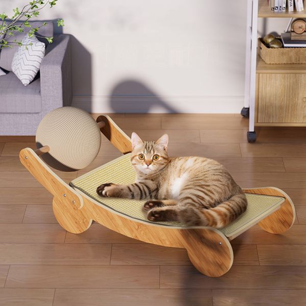 Space Saving Sustainable Cat Scratcher Recyclable With Wood And Sisal Material