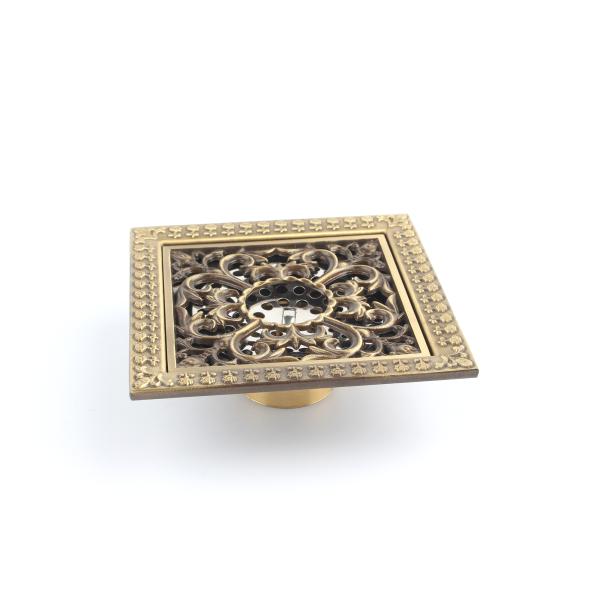 5 Inches Antique Bronze Anti-Clogging Square Brass Bathroom Floor Drain for Basin Use Removable Cover Shower Washing Machine