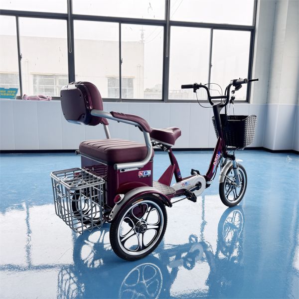 Tricycle électrique convertible pour adulte, marron rougeâtre, avec batterie au lithium longue durée