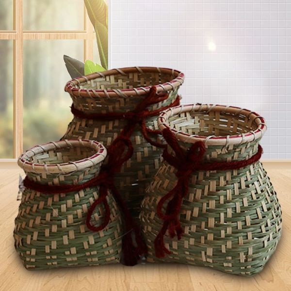 Handmade Woven Basket, Bamboo Baskets, Wall Hanging Basket For Fishing, Bamboo Decorative Storage Bins For Organizing PE Baskets Polypropylene Basket Pp Yarn Basket Wooden Room Dividers Bamboo Room