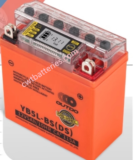 OUTDO YB5L-BS(DS) 12V 5AH Rechargeable Lead Acid Battery for Motorcycle Power