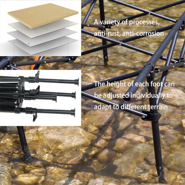 Lightweight Iron Outdoor Camping Picnic Height Adjustable Folding Roll Wooden Table