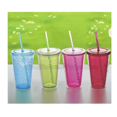 Gobelet en plastique à double paroi avec logo imprimé personnalisé, tasse à eau et boisson