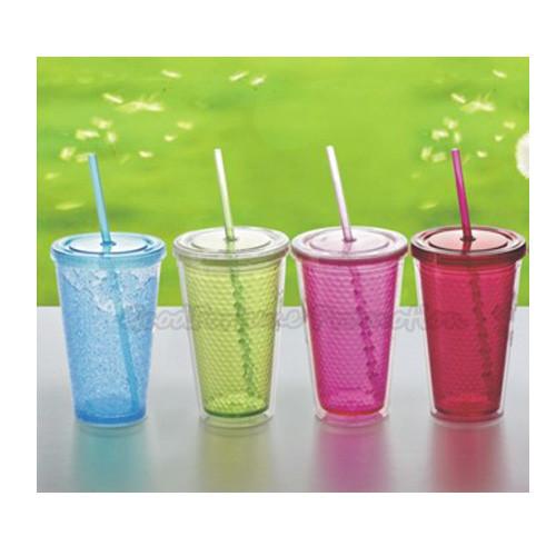 Customed Printed Logo Two Layer Plastic Tumbler Mug Water Drink Cup