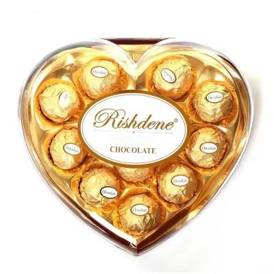 T12 Heart Shape Gift Boxed Nut Compound Chocolate Ball Golden Paper Wrapped