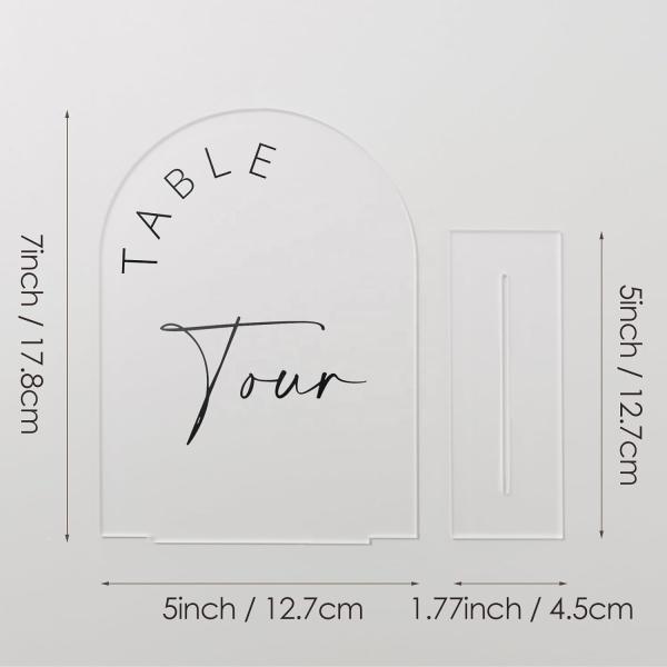 Acrylic frosted arched table sign modern 4x6 frosted wedding display stand with gold printed arched acrylic table number stand