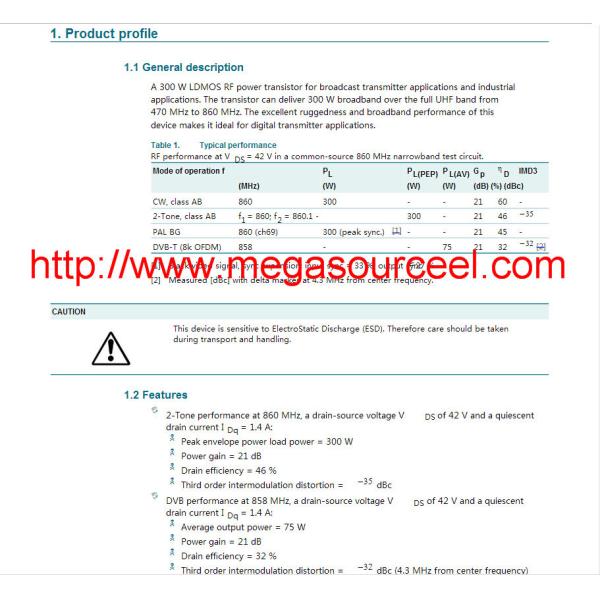 RF Power Transistor BLF878  UHF power LDMOS transistor  Integrated Circuit Chip