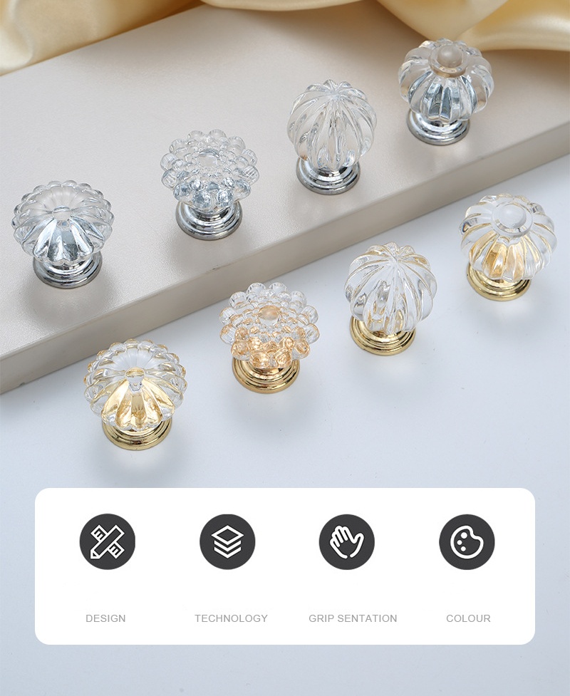 Diamond Crystal Handles Single Hole Pots Lids Top Beads Wardrobe Doors Acrylic Plastic Furniture Drawers  Handles for Bedroom