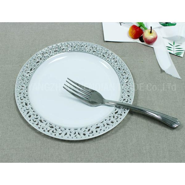 7.5'' Hot Selling Plastic Plate With Gold Rim, Factory Wholesale Bulk Wedding Elegant Gold Disposable Dinnerware Sets