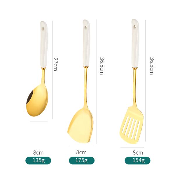 Ceramic Stainless Steel Kitchen Utensils Set Nordic Style For Cooking