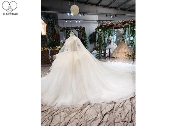 Back Bandage Ladies Bridal Gown , Strapless Lace Wedding Gown 3 In 1 Tulle Shawl