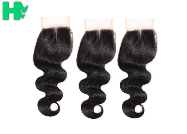 Body Wave Human Hair Closure Pieces , Middle Part Remy Human Hair Extensions