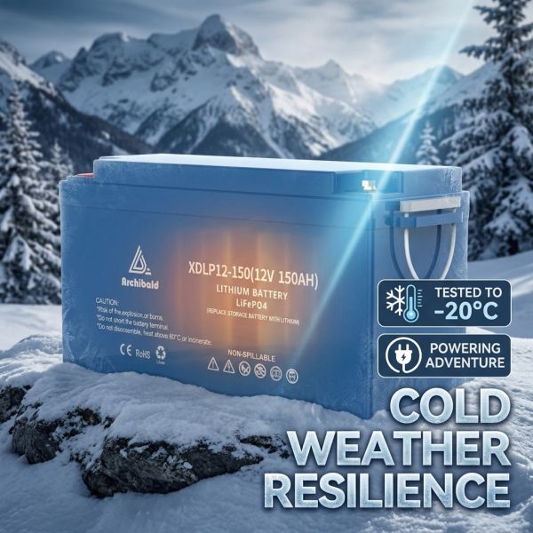 12V 100AH Low-Temperature LiFePO4 Camper Van Lithium Battery with Self-Heating for Winter Camping