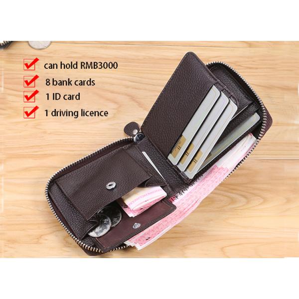 Shielding RFID anti-theft brush function chip card bag driving license leather zipper male short wallet