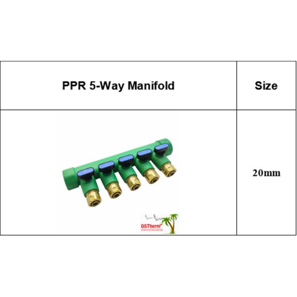 PPR Blue Manifolds With Ball Valve 5 Ways Manifolds Customized Color and Logo 25mm