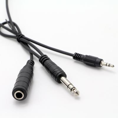 Y Splitter Male to Female 6.35mm 3.5mm TRS Microphone Stereo Jack Audio Cable