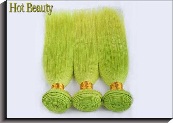 Fluorescent Green Virgin Human Hair Extensions No Shedding 100g / Pack