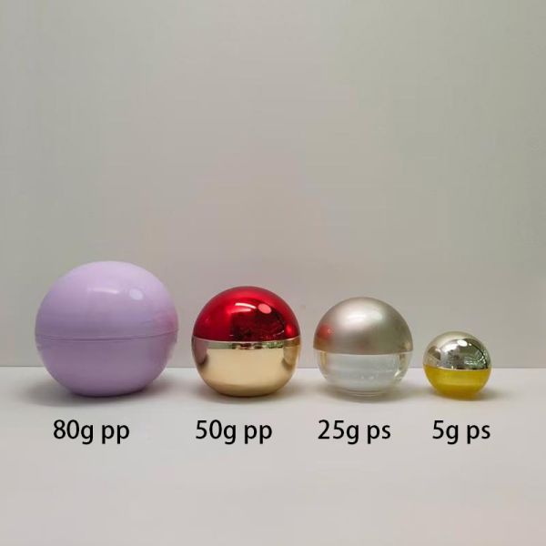 Spherical Shape Plastic Cream Jar with 5g 25g 50g 80g Accept Different Artworks Printing Used for Skincare Package