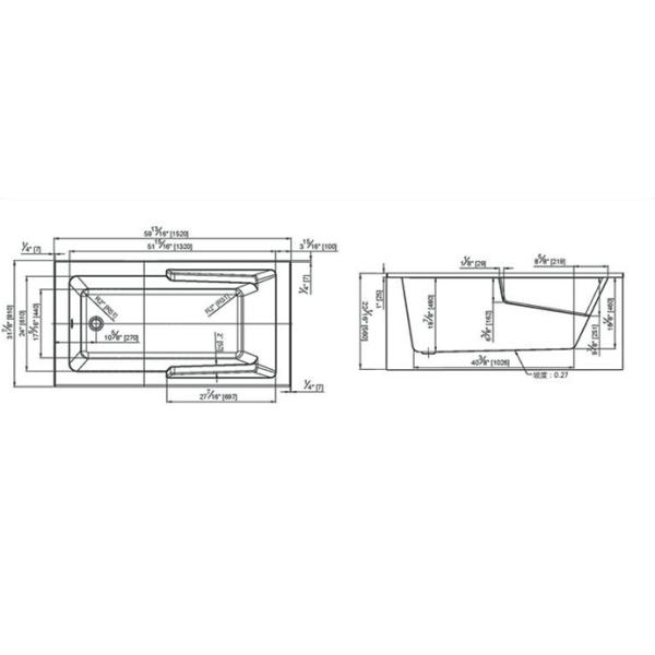 cUPC skirted acrylic cheap bathtub 3 sides tile flange 4mm pure acrylic sheet