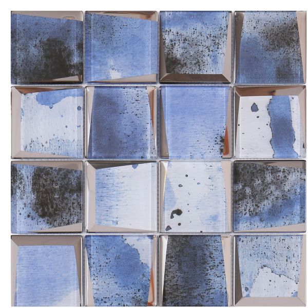 Beveled Chic Crystal Mosaic Tile Blue Color For Kitchen And Bathroom Backsplash