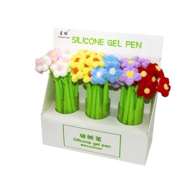 New Silicone Lucky Daisy Neutral Pen Knitted Flowers Creative Gel Ink Pens