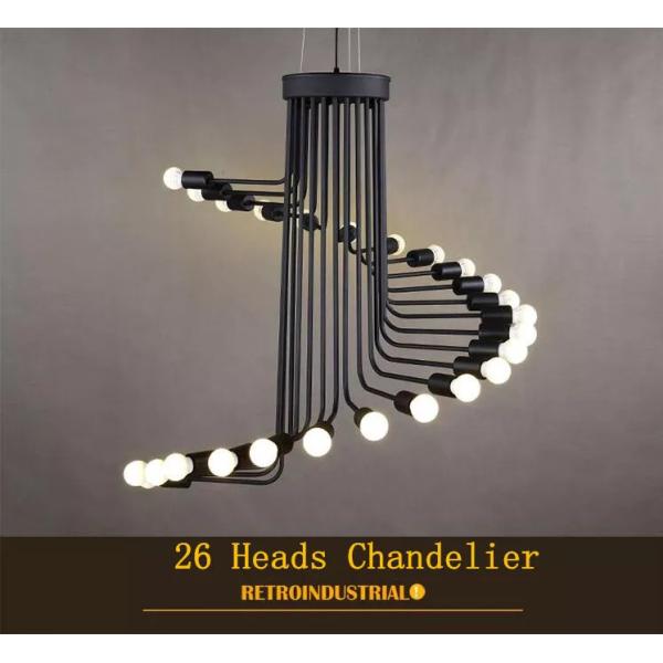 Black staircase shape vintage spiral wrought iron hotel chandelier(WH-CI-157)