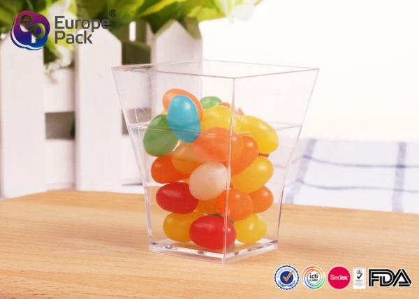 Custom Made LFGB Free Plastic Square Cups For Ice Cream / Dessert