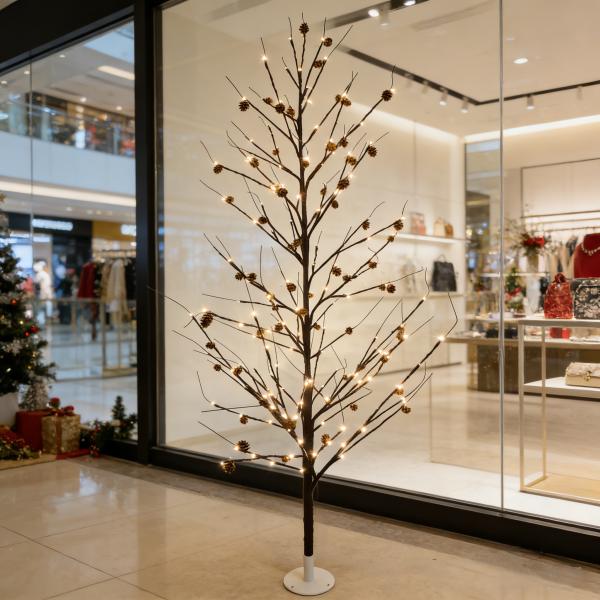 1.8m pinecone tree light, led warm white + pinecones, 12v 9w, for luxury hotel/home/commercial, eco-friendly, moq 500 pcs