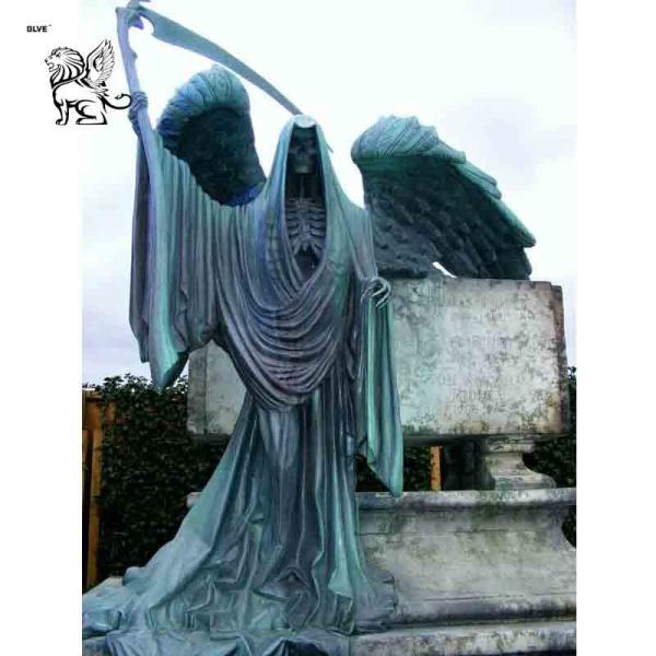 Bronze Santa Muerte Statue Saint Holy Death Statues Large Metal Cemetery Skeleton Angel Sculpture Outdoor