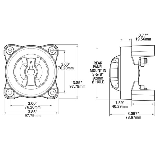 Interrupteur de batterie marine 32V DC 350A 4 positions Rouge Cuivre étamé