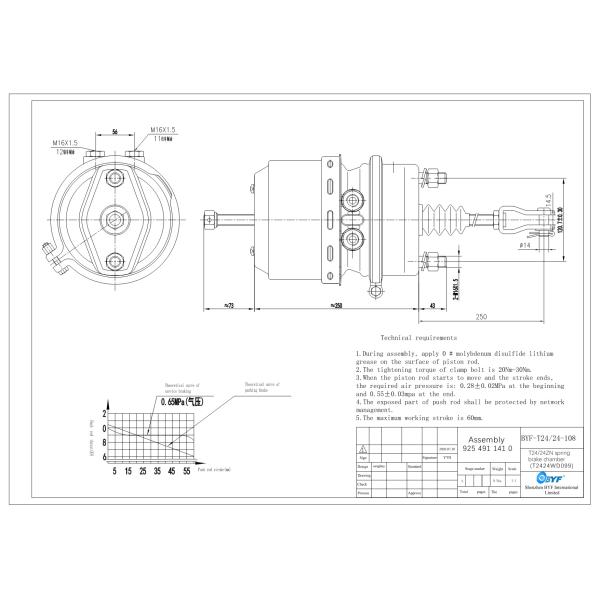 Type 2424 Brake Chamber OEM 9254911410 60mm Stroke For Drum Brakes
