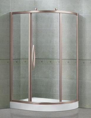 Clear / Printed Tempered Glass  Shower Cubicles Offset Quadrant Sliding With Outside Rollers