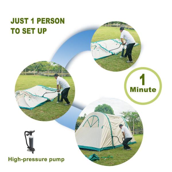 10 человек Большая семья Зимняя роскошная воздушная палатка Внешний водонепроницаемый холст Надувные кемпинговые палатки для продажи