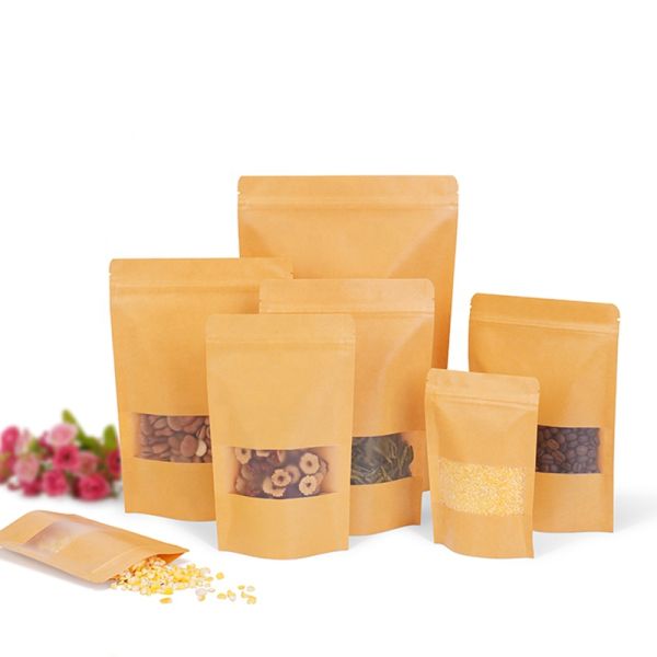 Food Grade Self-Sealing Resealable Tea Kraft Paper Bag Degradable Plastic Bag