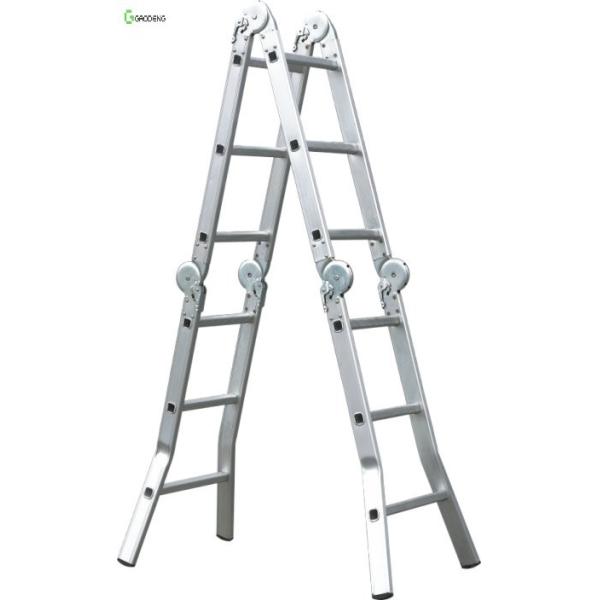 Silver Oxide Folding Aluminum Step Ladder Heavy Duty