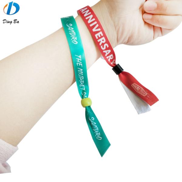 Custom Event Festival Party RFID Chip Satin Fabric Wristbands with Logo Text Printing