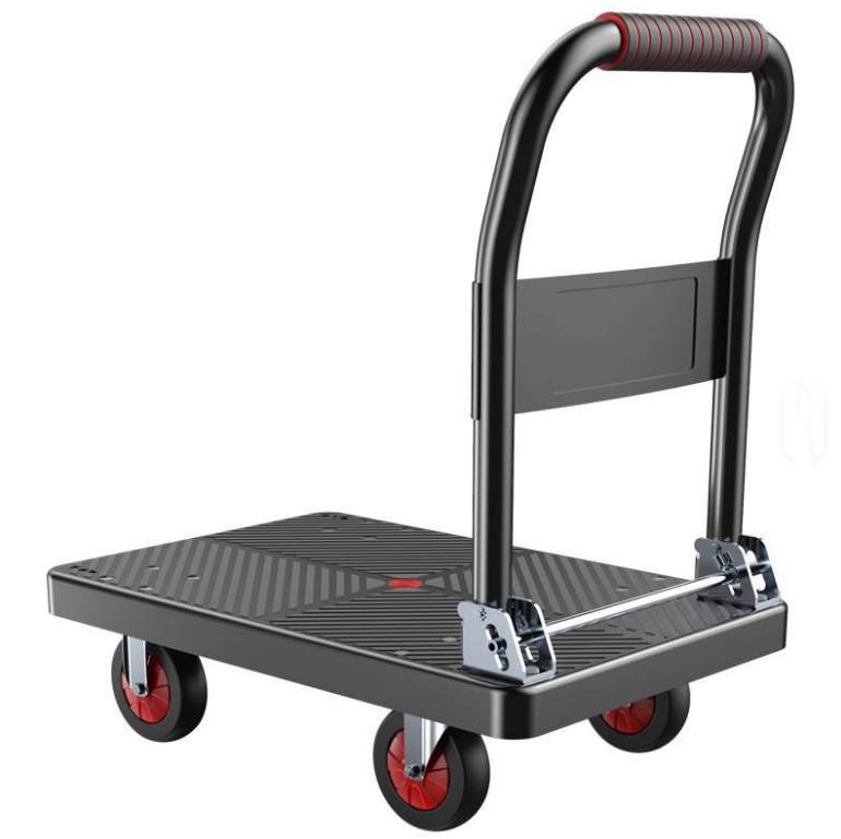 OEM Portable 250KG Capacity Four-Wheel Pulley Flat Trolley Steel Plastic Folding Tool Trolley Platform Household Trolley